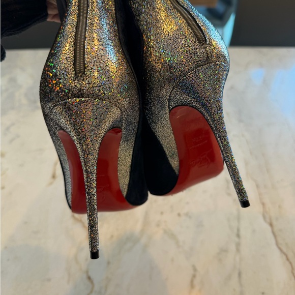 Christian Louboutin Navy and Silver Women's Ankle Boots - Picture 4 of 9